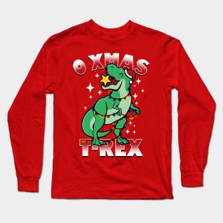 O Xmas T-Rex Funny Christmas Dinosaur Xmas Tree Long Sleeve T-Shirt